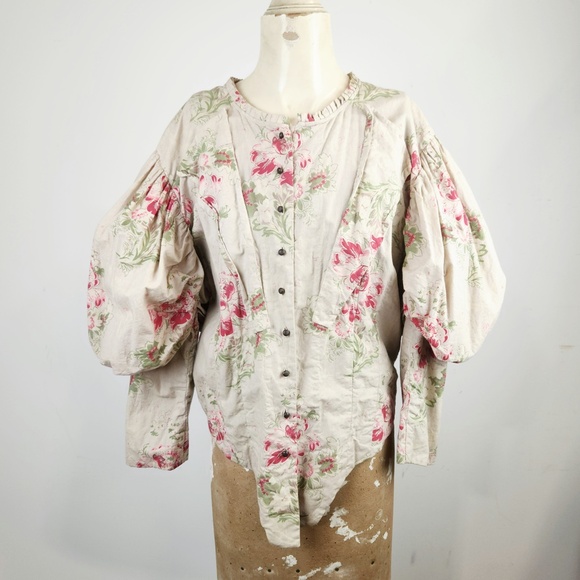 Magnolia Pearl Floral Victorian Puffy Sleeve Jacket - RARE - Picture 1 of 10